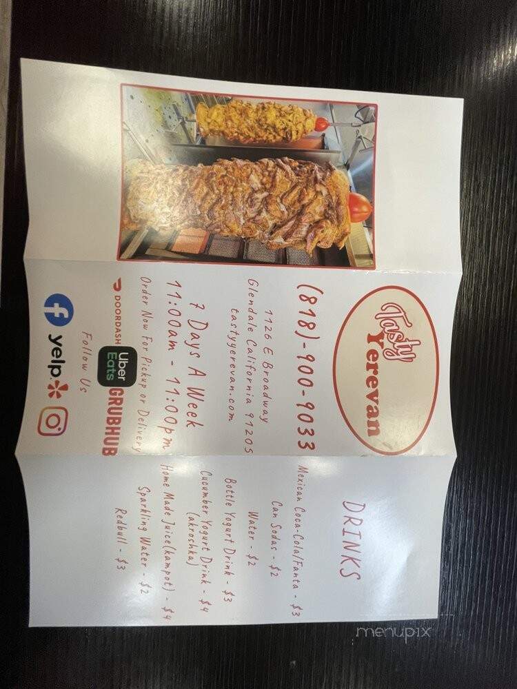 Tasty Yerevan - Glendale, CA menu_pic