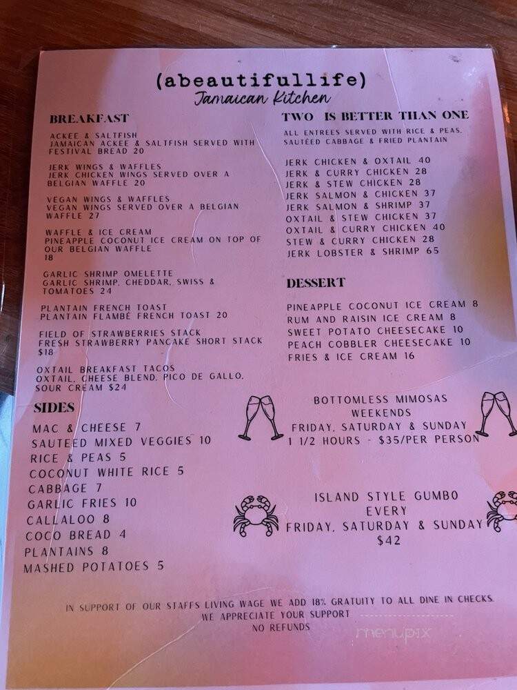 Abeautifullife Jamaican Kitchen - Los Angeles, CA menu_pic