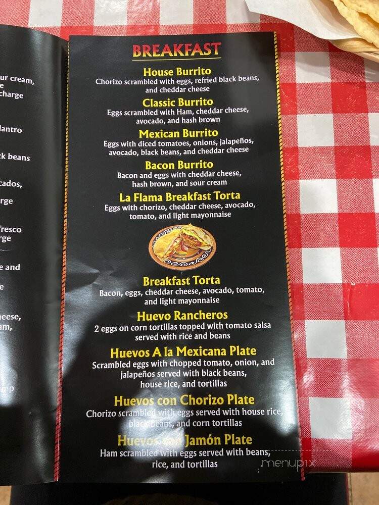 La Flama - Los Angeles, CA menu_pic