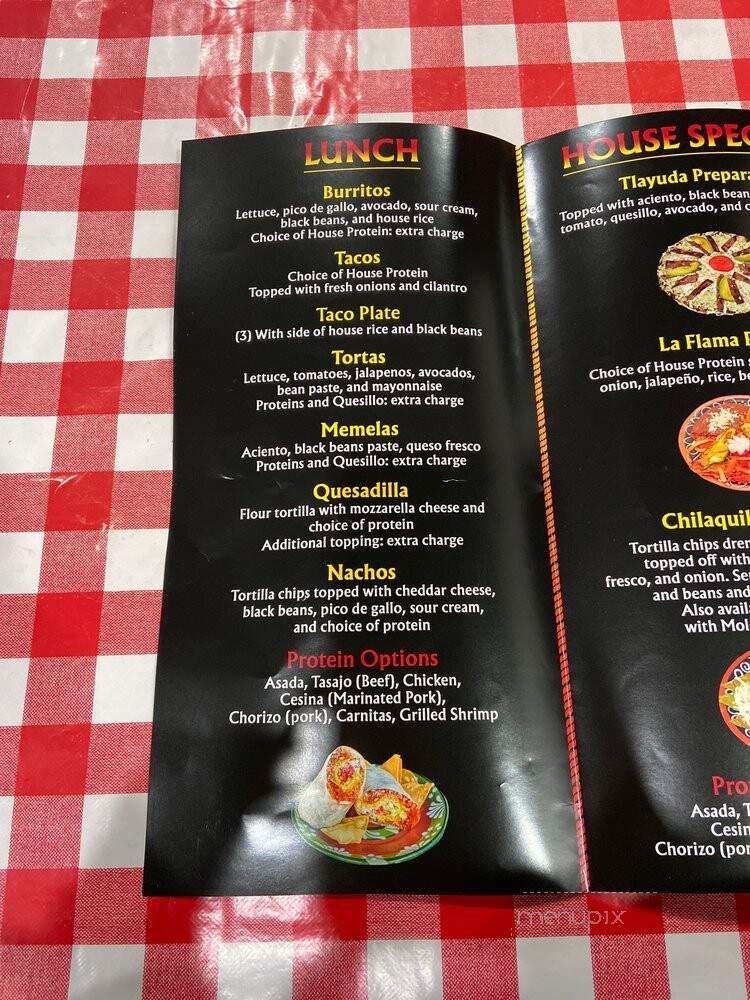 La Flama - Los Angeles, CA menu_pic