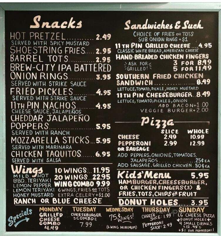 11th Pin Food & Drink - Athens, GA menu_pic