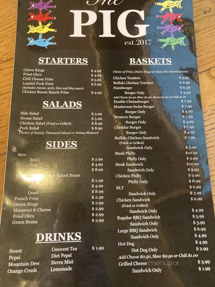 The Pig - Danielsville, GA menu_pic