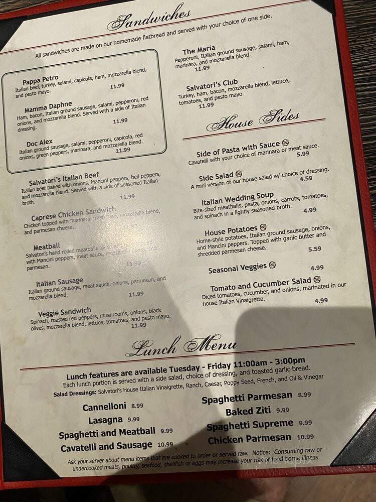 Salvatori's Authentic Italian Eatery - Fort Wayne, IN menu_pic
