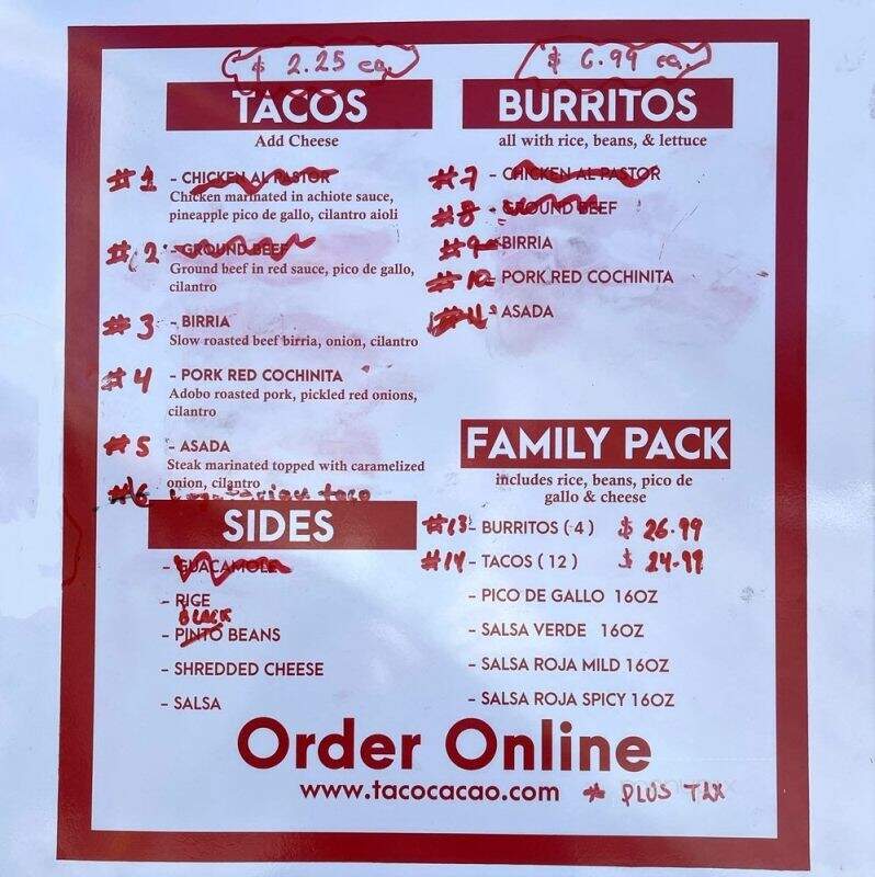 Taco-Cacao - Kansas City, MO menu_pic