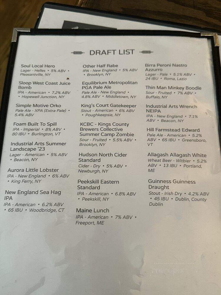 Beekman Ale House - Sleepy Hollow, NY menu_pic