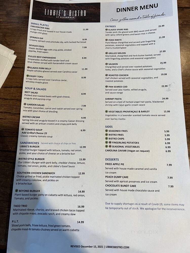 Libbie's Bistro - Rock Hill, SC menu_pic