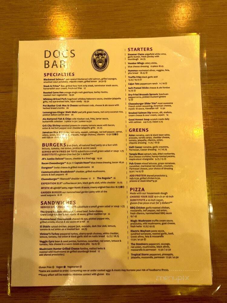 Doc's Bar - Tacoma, WA menu_pic