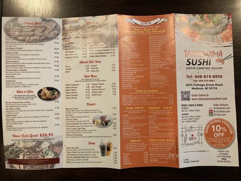 Takarajima - Madison, WI menu_pic