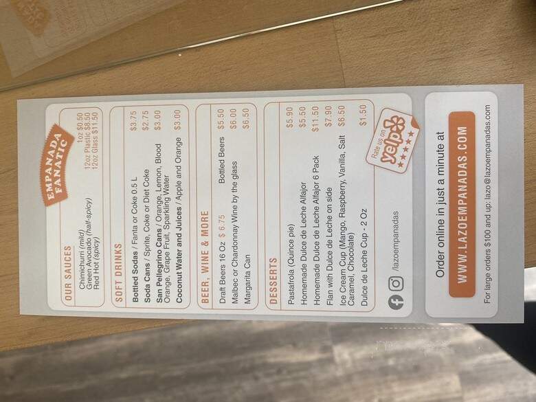 Lazo Empanadas - Denver, CO menu_pic