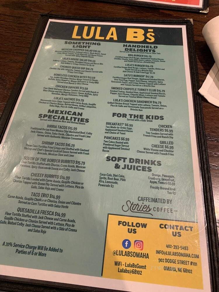 Lula B's Breakfast Brunch and Bar - Omaha, NE menu_pic