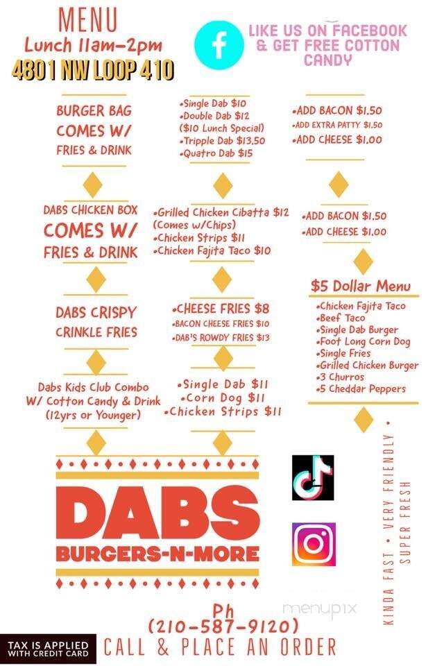 Dabs Burgers-N-More - San Antonio, TX menu_pic