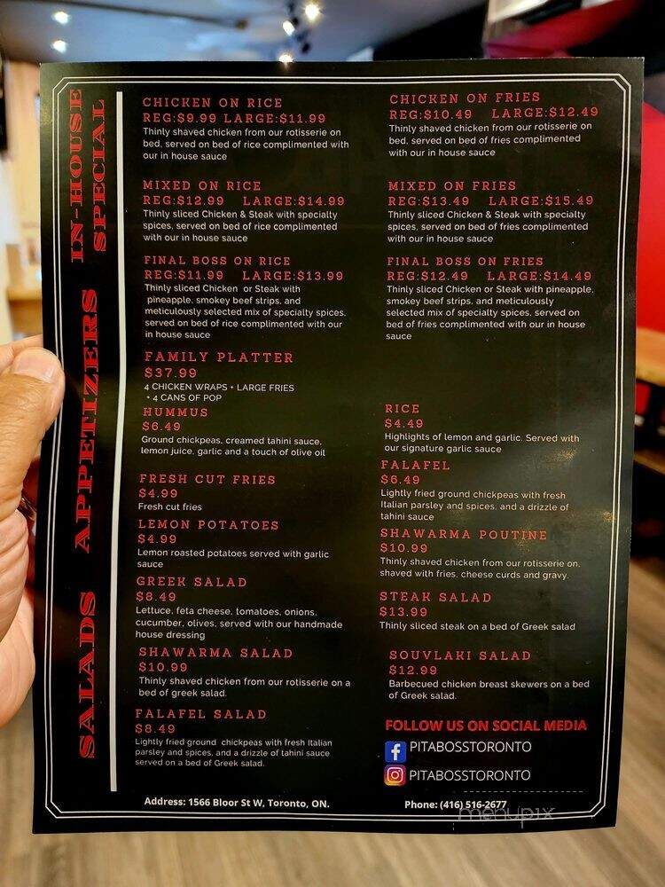 Pitaboss Grill - Toronto, ON menu_pic