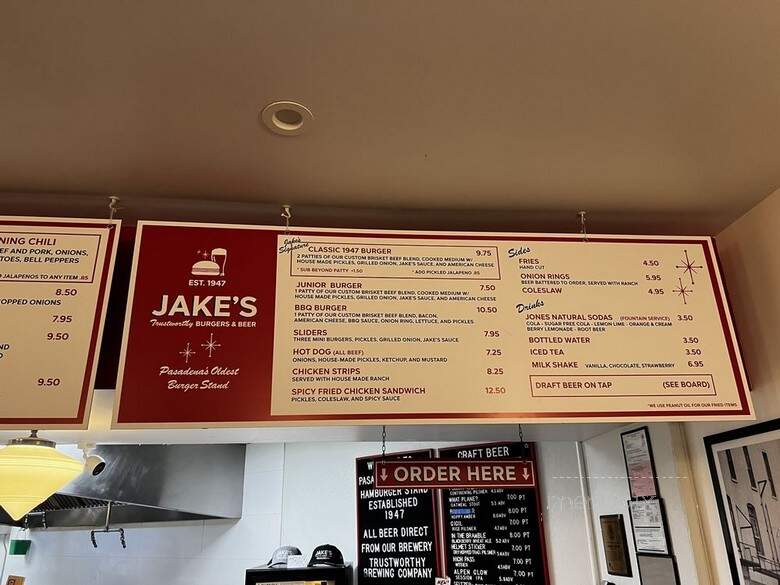 Jake's Trustworthy Burgers & Beer - Pasadena, CA menu_pic