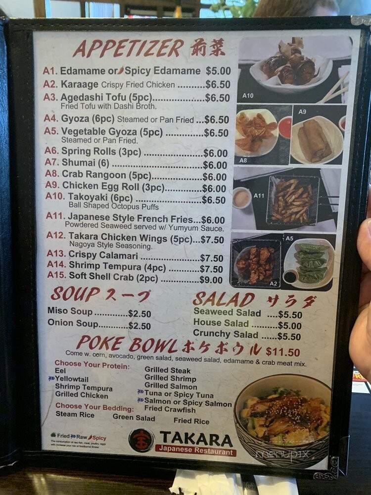 Takara Japanese Restaurant - Fort Worth, TX menu_pic