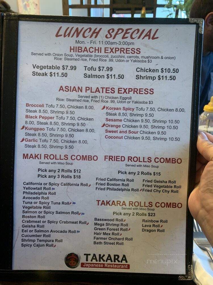 Takara Japanese Restaurant - Fort Worth, TX menu_pic