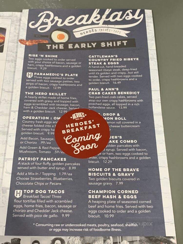 Heroes Tastes + Taps - Branson, MO menu_pic
