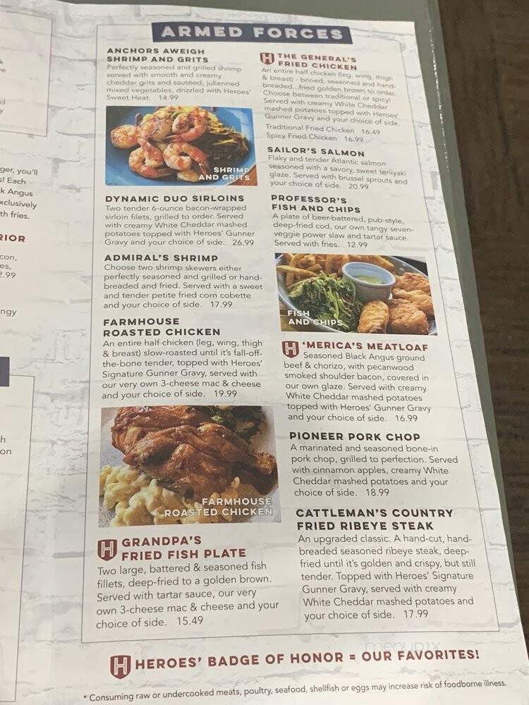 Heroes Tastes + Taps - Branson, MO menu_pic
