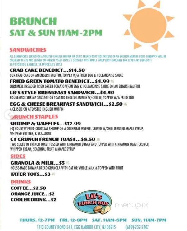 LB's Lunch Box - Egg Harbor City, NJ menu_pic