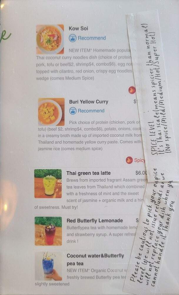 Thai Buri Restaurant - San Antonio, TX menu_pic