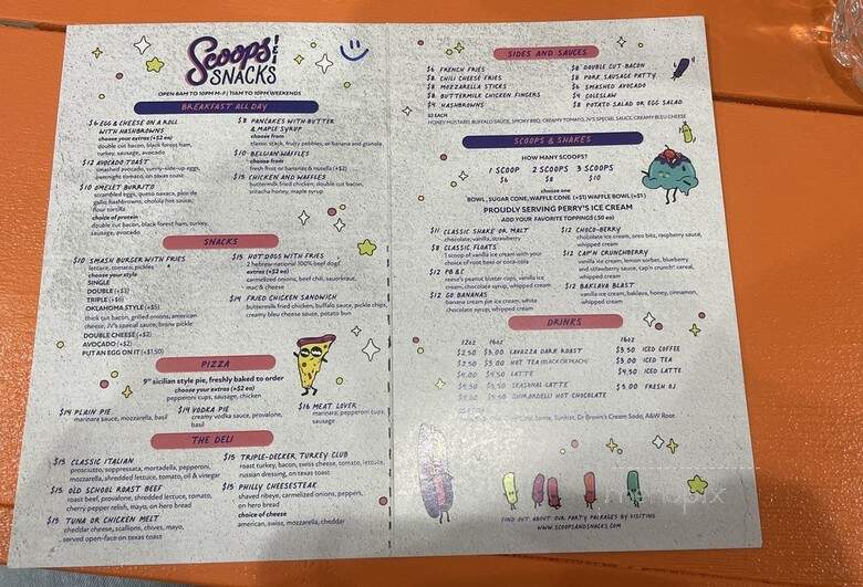 Scoops and Snacks - New York, NY menu_pic