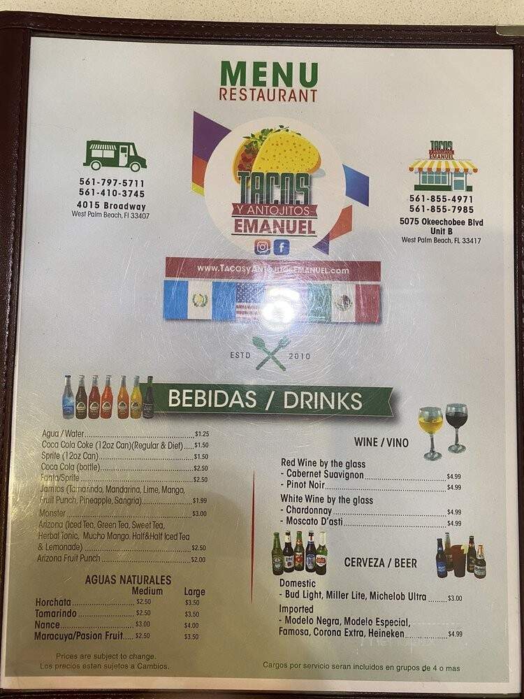 Tacos y Antojitos Emmanuel - West Palm Beach, FL menu_pic