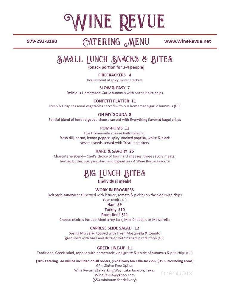 Wine Revue - Lake Jackson, TX menu_pic