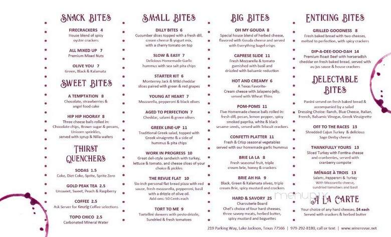 Wine Revue - Lake Jackson, TX menu_pic