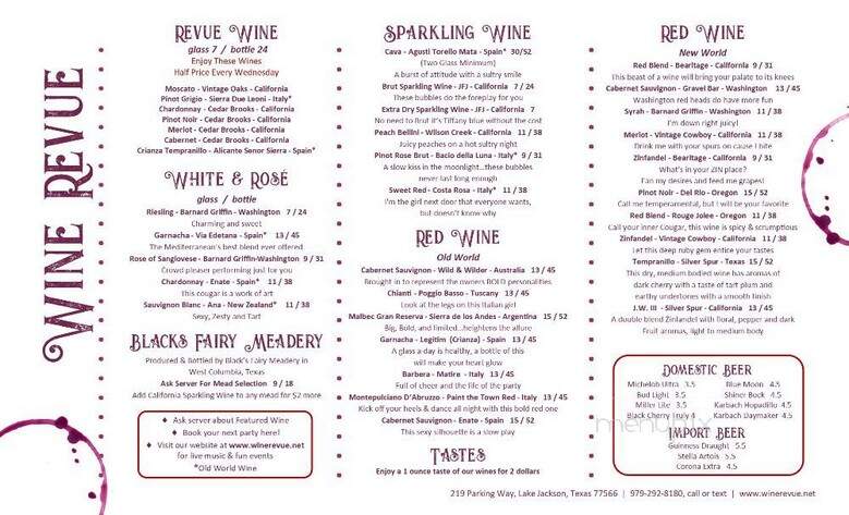 Wine Revue - Lake Jackson, TX menu_pic
