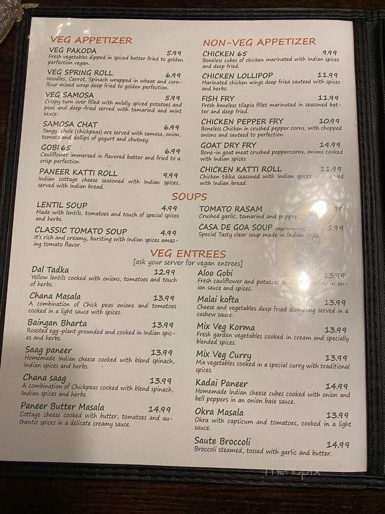 Casa De Goa - Newburgh, NY menu_pic