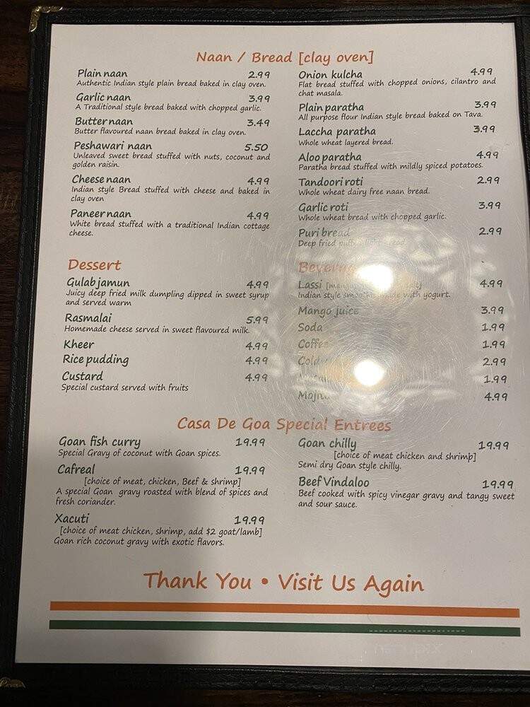 Casa De Goa - Newburgh, NY menu_pic