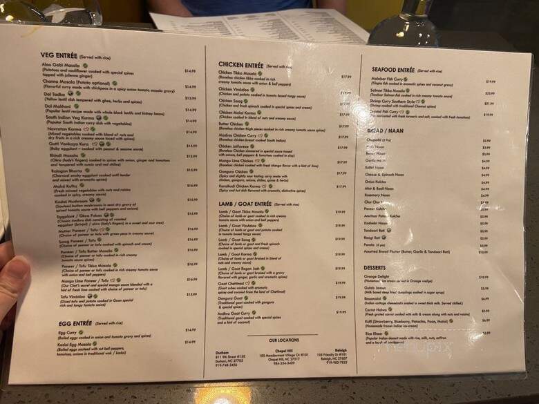 Lime & Lemon Indian Grill & Bar - Raleigh, NC menu_pic