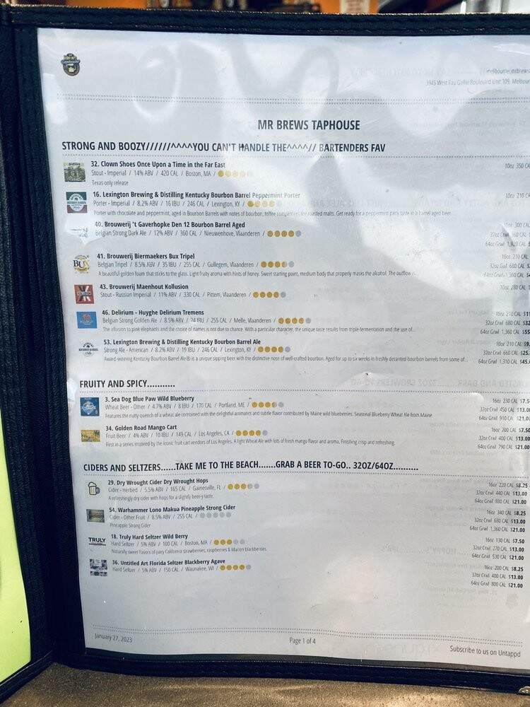 Mr Brews Taphouse - Melbourne, FL menu_pic