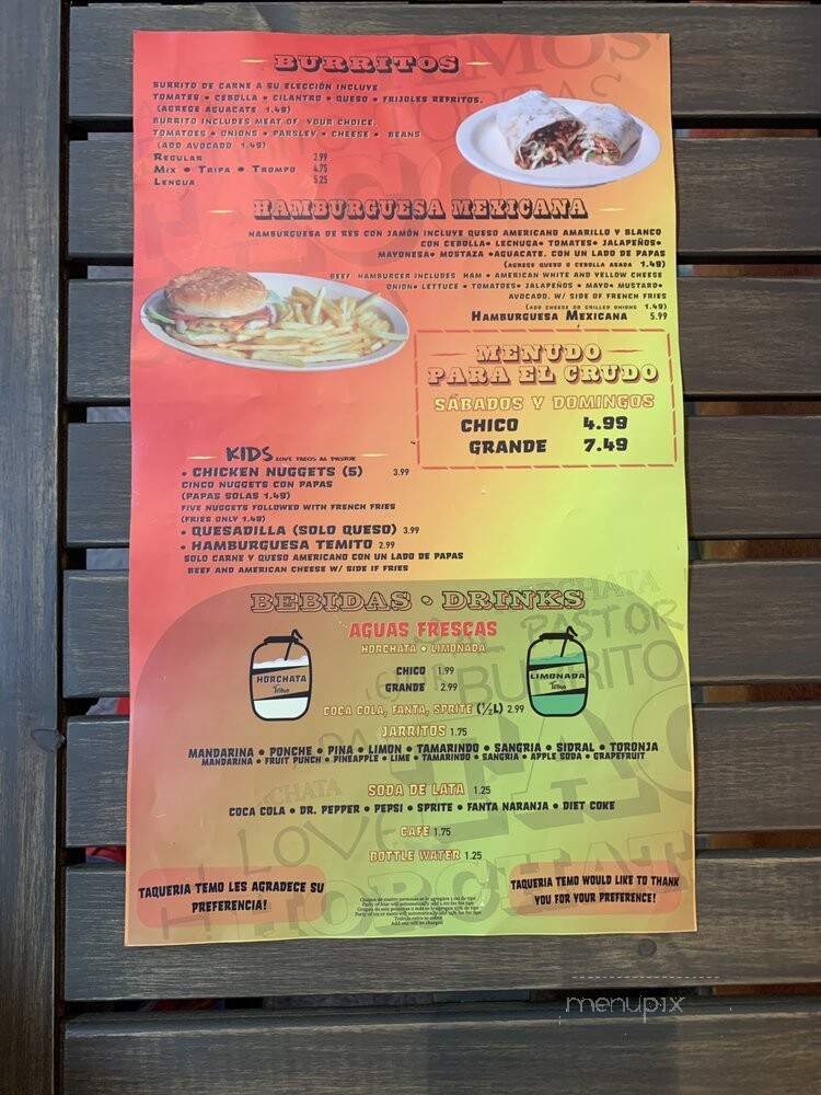 Taqueria Temo - Haltom City, TX menu_pic