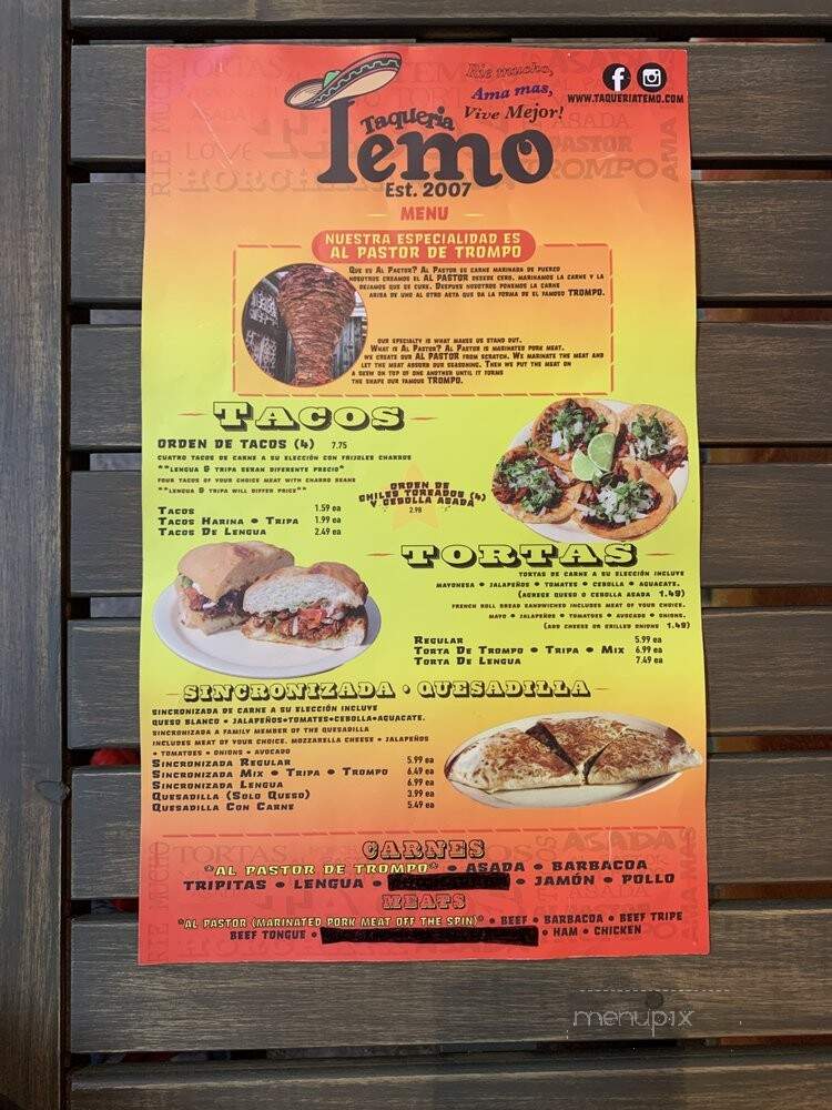 Taqueria Temo - Haltom City, TX menu_pic