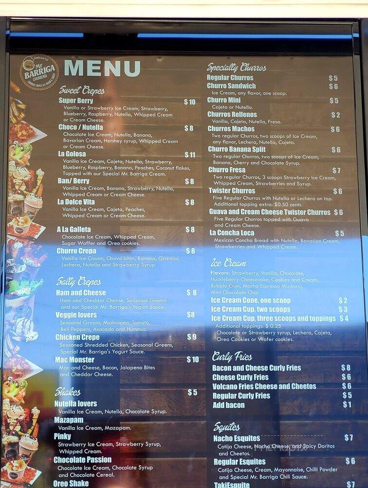 Mr Barriga Churreria - Portland, OR menu_pic