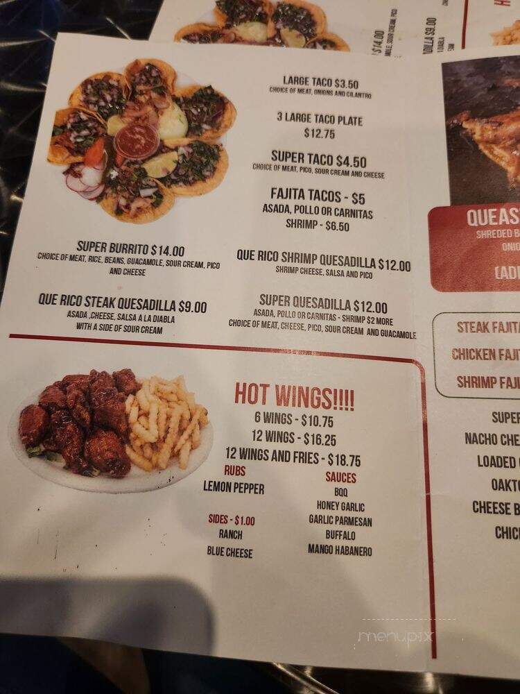 Que Rico Nightclub and Restaurant - Oakland, CA menu_pic