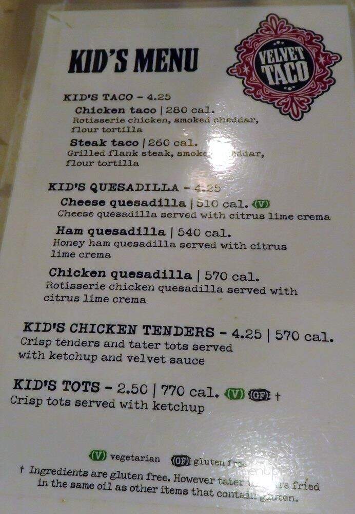 Velvet Taco - Houston, TX menu_pic