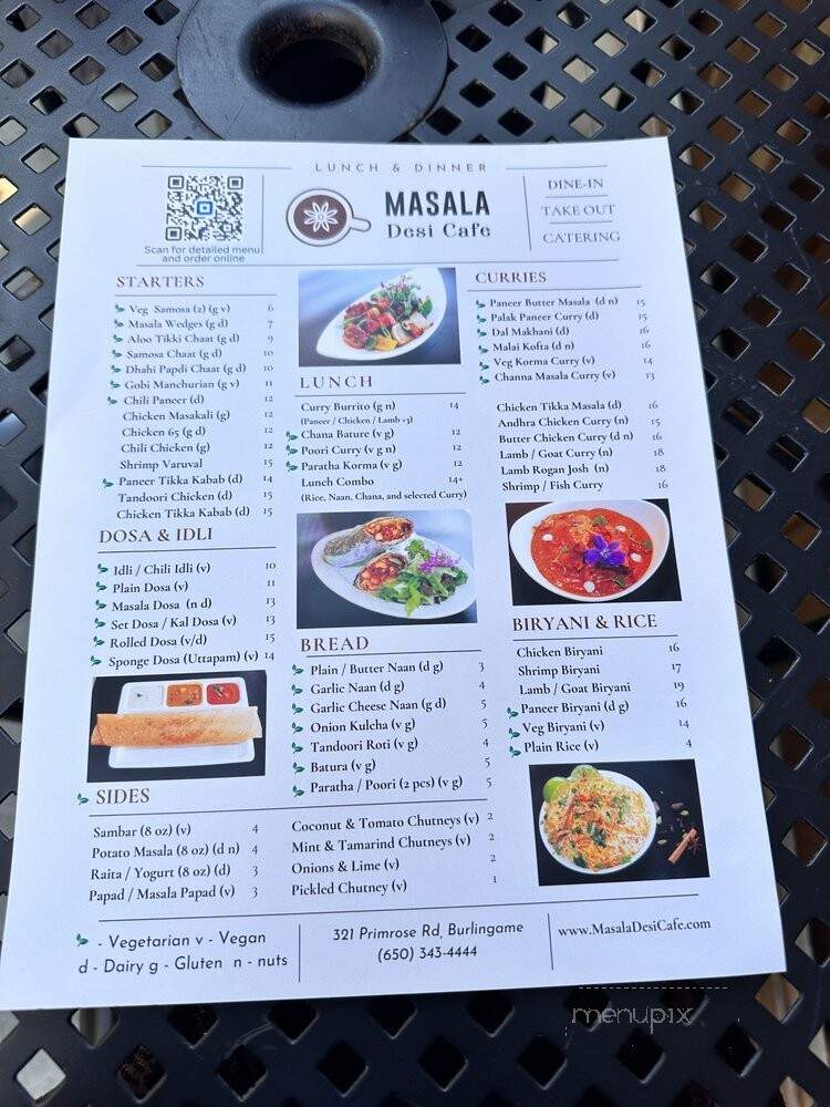 Masala Desi Cafe - Burlingame, CA menu_pic