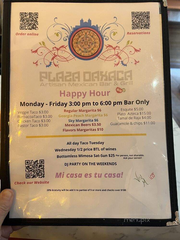 Plaza Oaxaca - Rockville, MD menu_pic