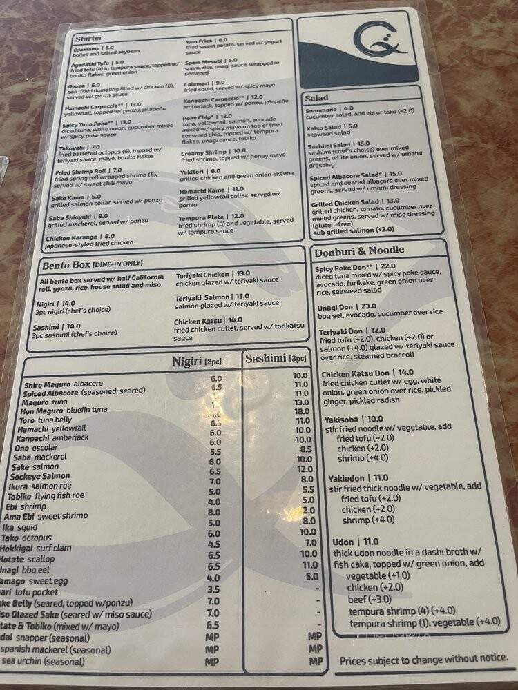 Q Sushi Bar & Kitchen - Lynnwood, WA menu_pic