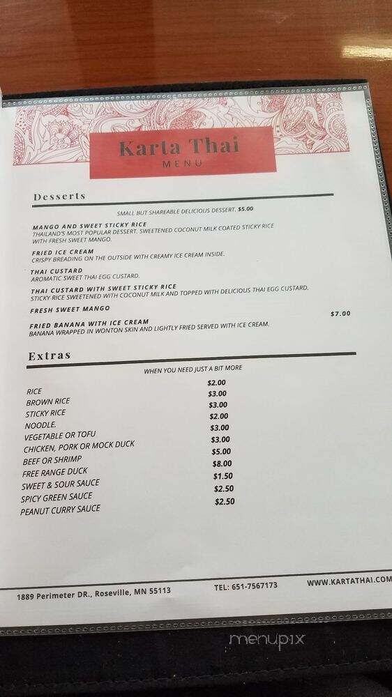 Karta Thai - Roseville, MN menu_pic