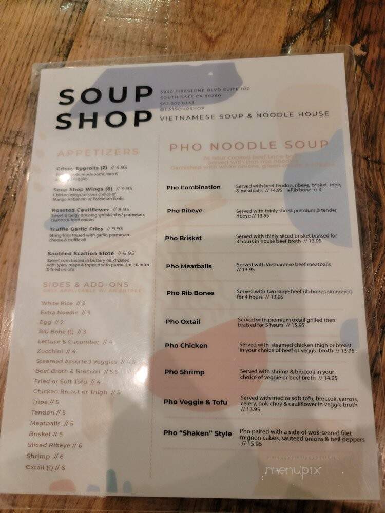 Soup Shop - South Gate, CA menu_pic