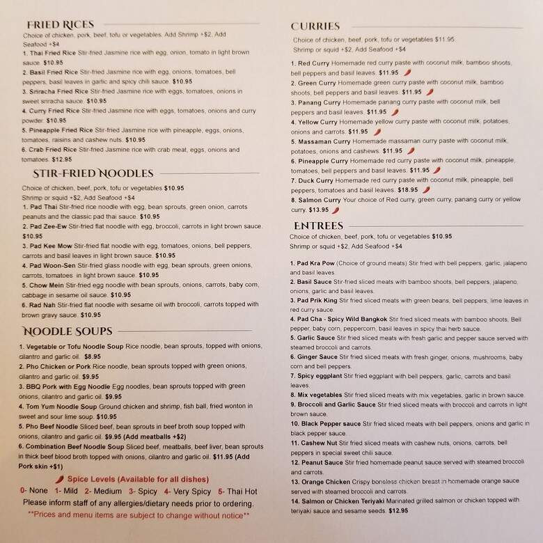 Jan Thai Kitchen - Bedford, TX menu_pic
