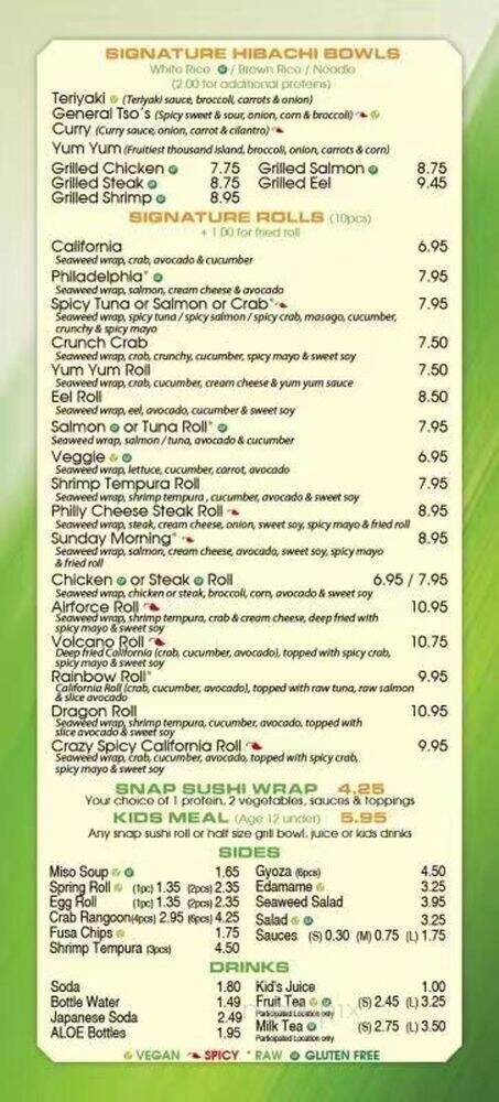 Fusabowl - Mason, OH menu_pic