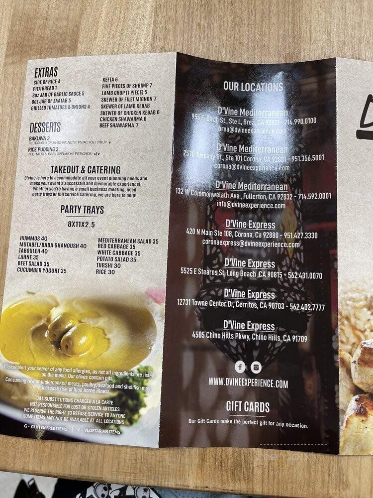 D'Vine Express - Cerritos, CA menu_pic
