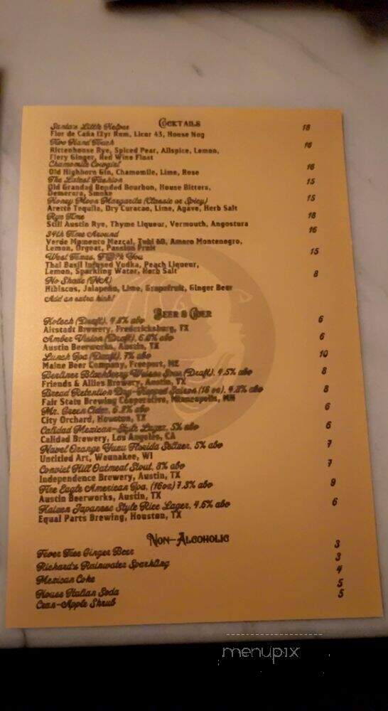 Honey Moon Spirit Lounge - Austin, TX menu_pic