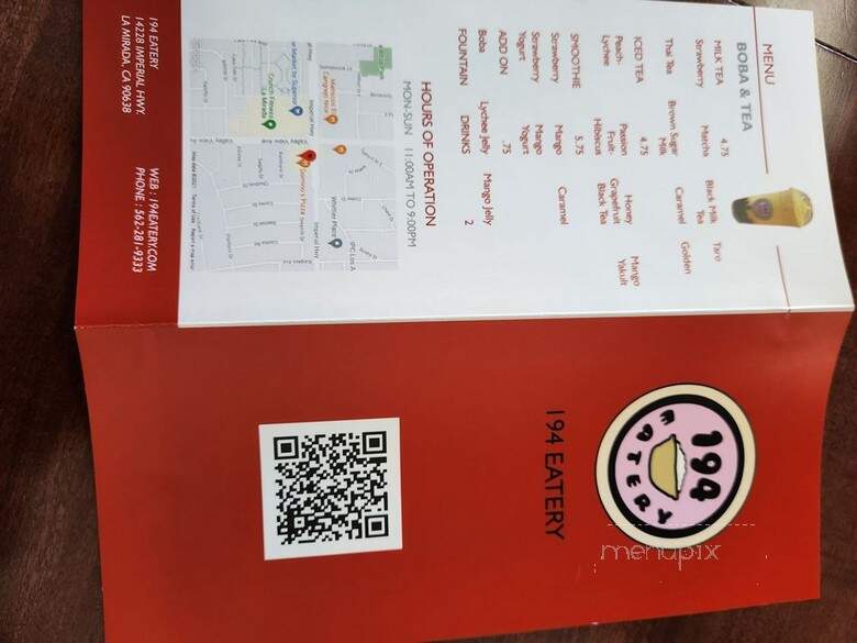 194 Eatery - La Mirada, CA menu_pic
