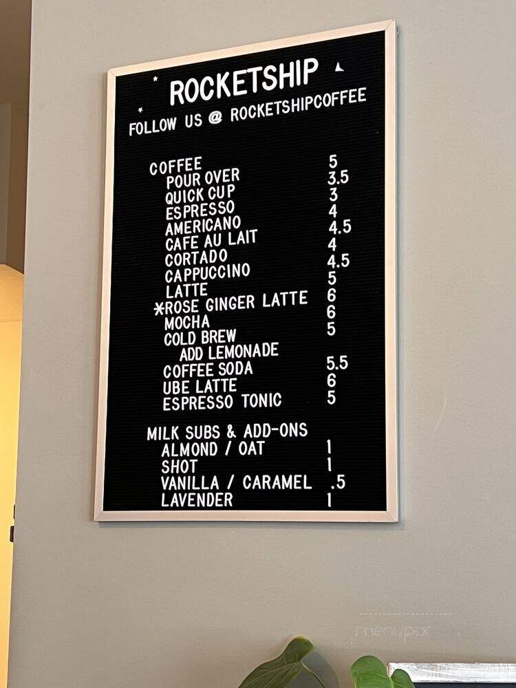 Rocketship Coffee - Los Angeles, CA menu_pic