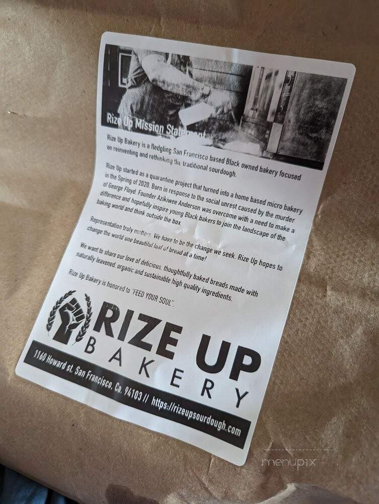 Rize Up Bakery - San Francisco, CA menu_pic