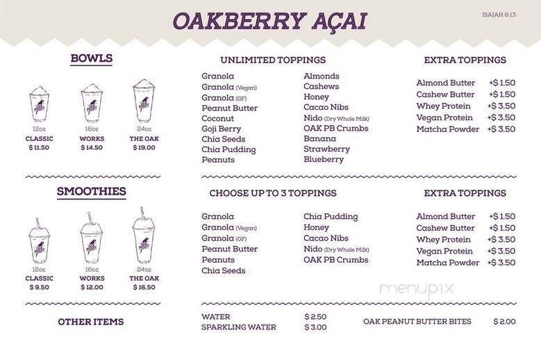 Oakberry USA - New York, NY menu_pic